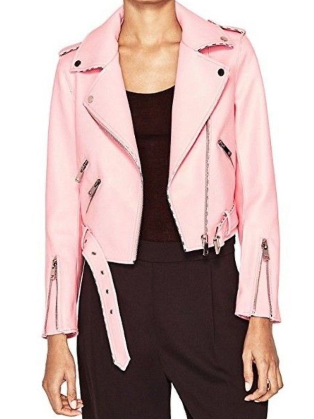 NWT! Zara Soft Pink Moto Faux Leather-Style Jacket XL